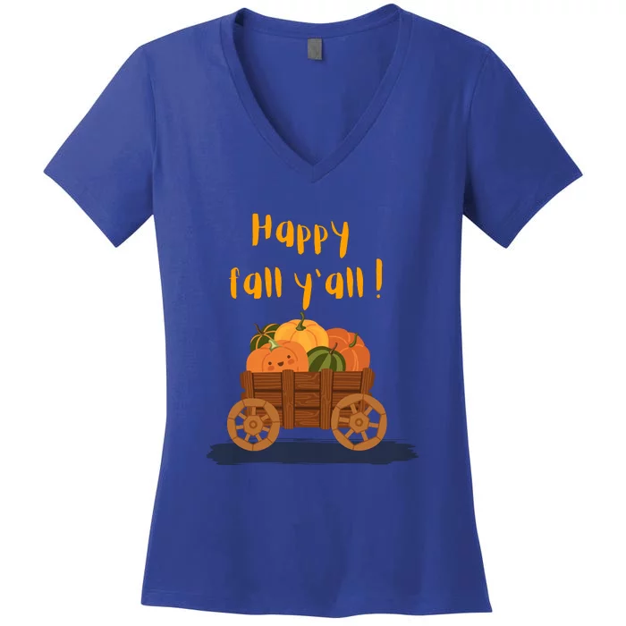 Happy Fall Yall Pumpkin Women's V-Neck T-Shirt