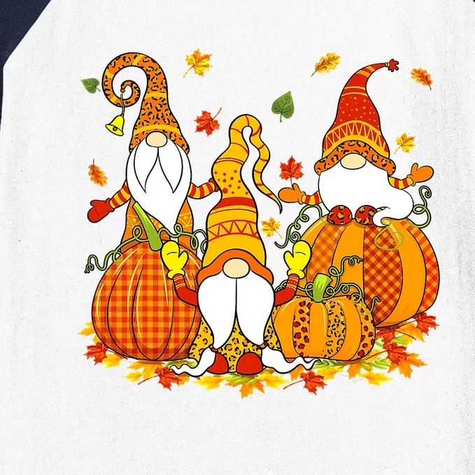 Happy Fall Y'all Gnome Leopard Pumpkin Autumn Baseball Sleeve Shirt