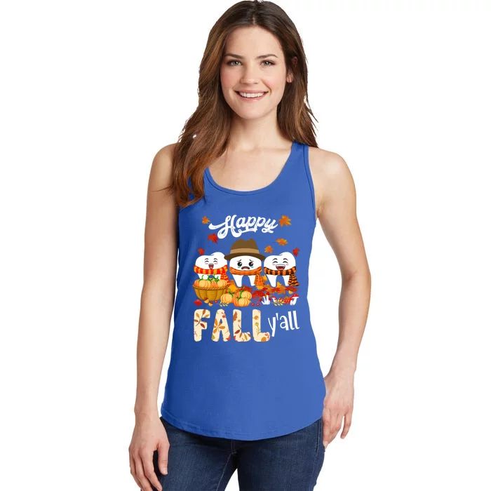 Happy Fall Y'all Thanksgiving Dental Dentist Squad Tooth Funny Gift Ladies Essential Tank