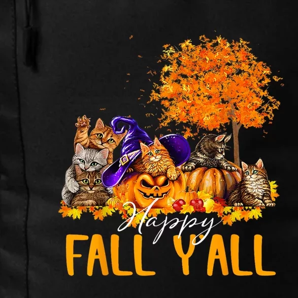 Happy Fall Yall Cats Lover Autumn Pumpkin Maple Halloween Daily Commute Backpack