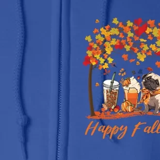 Happy Fall YAll Pumpkin Spice Fall Pug Halloween Dog Lovers Gift Full Zip Hoodie