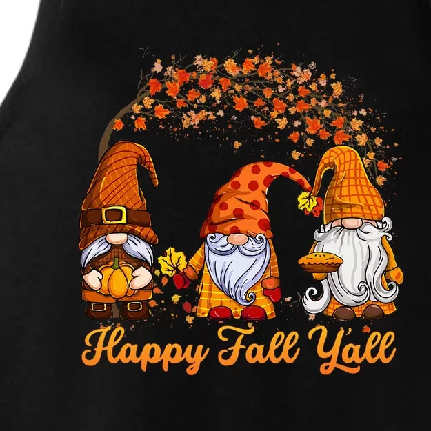 Happy Fall YAll Autumn Thanksgiving Fall Season Gnome Ladies Tri-Blend Wicking Tank