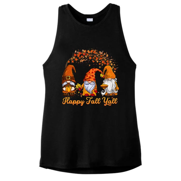 Happy Fall YAll Autumn Thanksgiving Fall Season Gnome Ladies Tri-Blend Wicking Tank