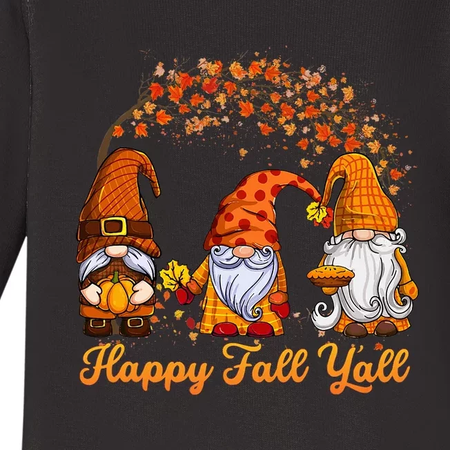 Happy Fall YAll Autumn Thanksgiving Fall Season Gnome Baby Long Sleeve Bodysuit