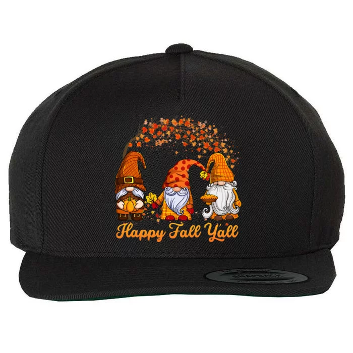 Happy Fall YAll Autumn Thanksgiving Fall Season Gnome Wool Snapback Cap