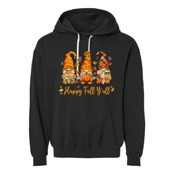 Happy Fall YAll Gnome Pumpkin Autumn Thanksgiving Garment-Dyed Fleece Hoodie