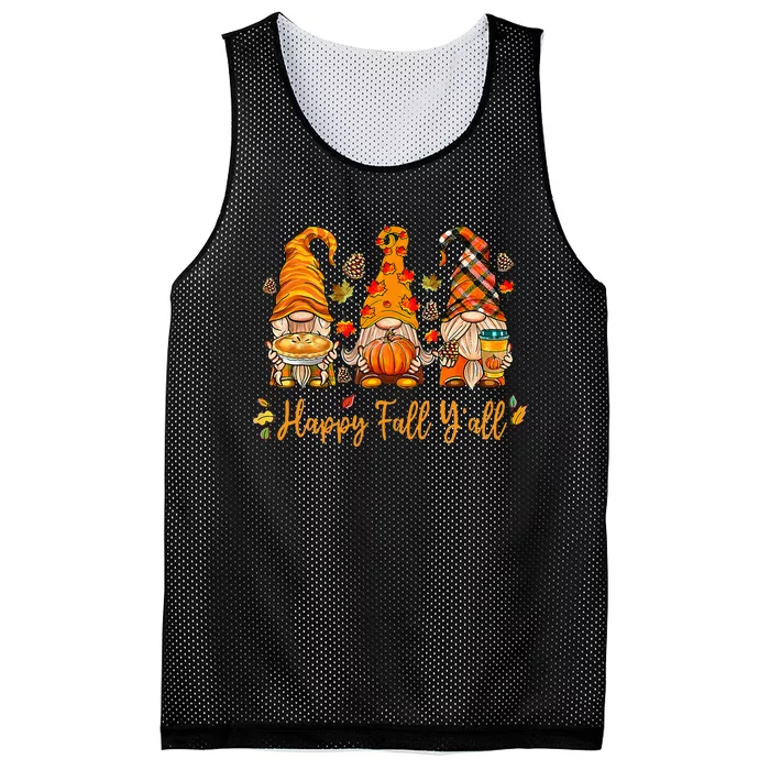 Happy Fall YAll Gnome Pumpkin Autumn Thanksgiving Mesh Reversible Basketball Jersey Tank