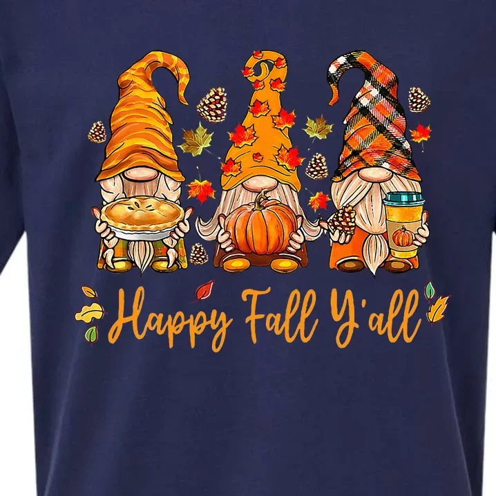 Happy Fall YAll Gnome Pumpkin Autumn Thanksgiving Sueded Cloud Jersey T-Shirt