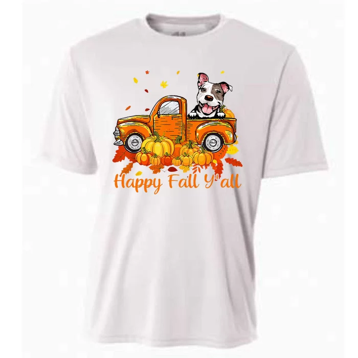 Happy Fall YAll Pitbull Dog Truck Pumpkin Autumn Cooling Performance Crew T-Shirt