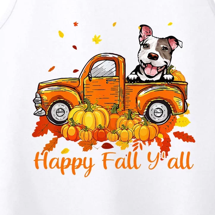 Happy Fall YAll Pitbull Dog Truck Pumpkin Autumn Performance Tank