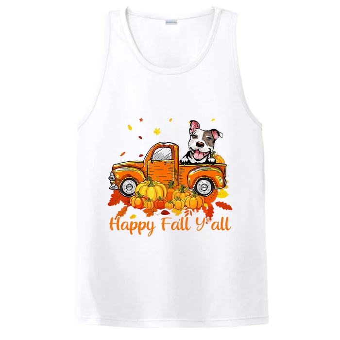 Happy Fall YAll Pitbull Dog Truck Pumpkin Autumn Performance Tank