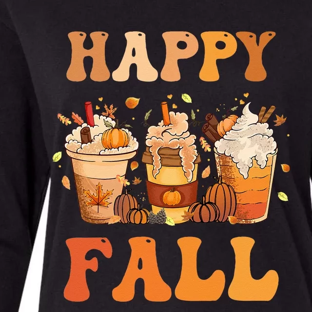 Happy Fall Yall Autumn Halloween Pumpkin Spice Latte Womens Cotton Relaxed Long Sleeve T-Shirt