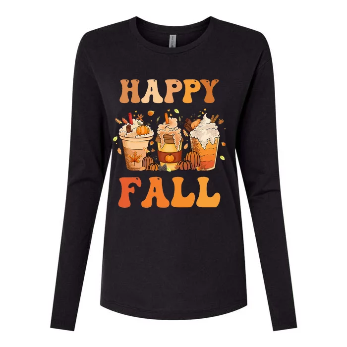 Happy Fall Yall Autumn Halloween Pumpkin Spice Latte Womens Cotton Relaxed Long Sleeve T-Shirt