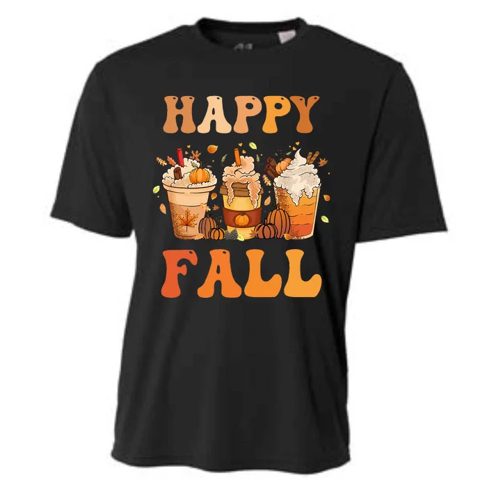 Happy Fall Yall Autumn Halloween Pumpkin Spice Latte Cooling Performance Crew T-Shirt