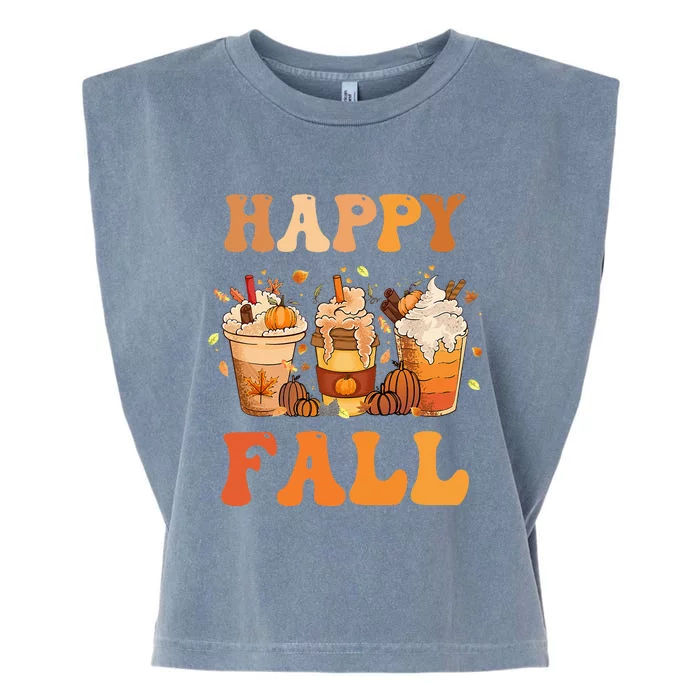 Happy Fall Yall Autumn Halloween Pumpkin Spice Latte Garment-Dyed Women's Muscle Tee