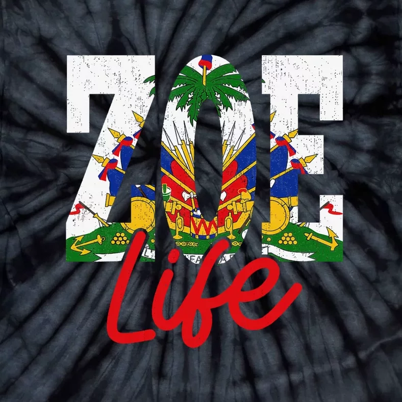 Haiti Flag Zoe Life Retro Tie-Dye T-Shirt