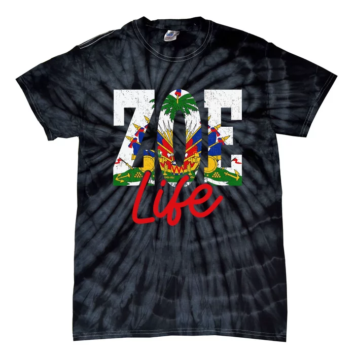 Haiti Flag Zoe Life Retro Tie-Dye T-Shirt