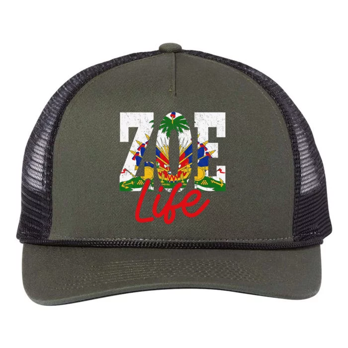 Haiti Flag Zoe Life Retro Retro Rope Trucker Hat Cap