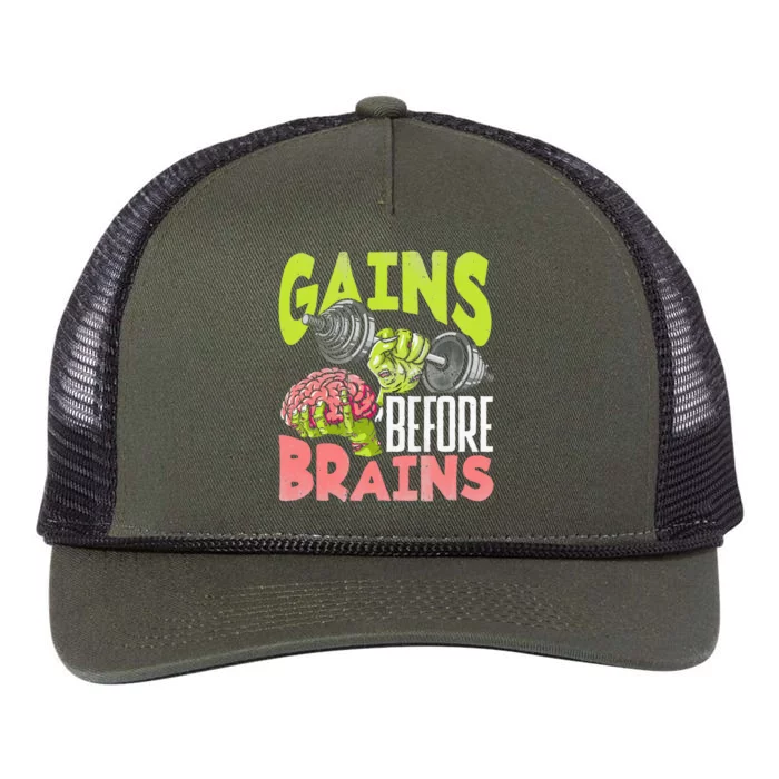 Halloween Fitness Zombie Strength Training for Gains Retro Rope Trucker Hat Cap