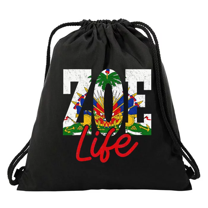 Haiti Flag Zoe Haitian Life Pride Vintage Haiti Haitia Drawstring Bag