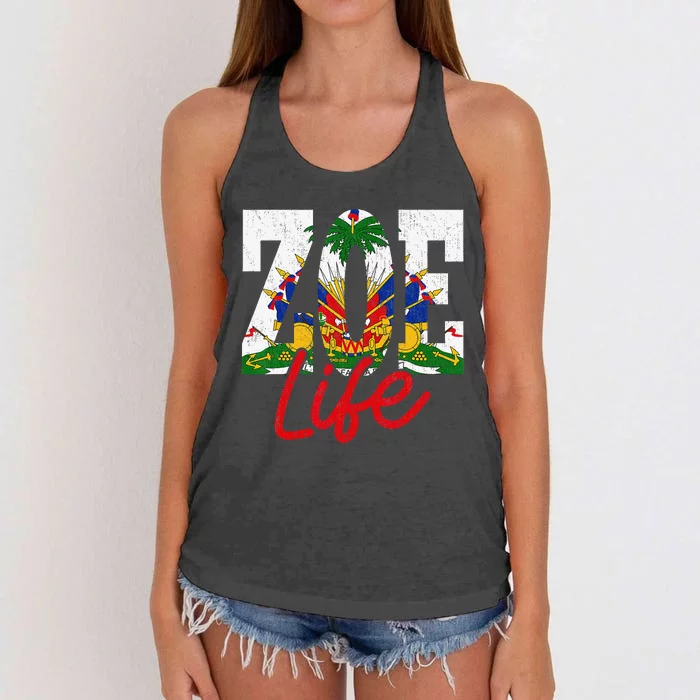 Haiti Flag Zoe Haitian Life Pride Vintage Haiti Haitia Women's Knotted Racerback Tank