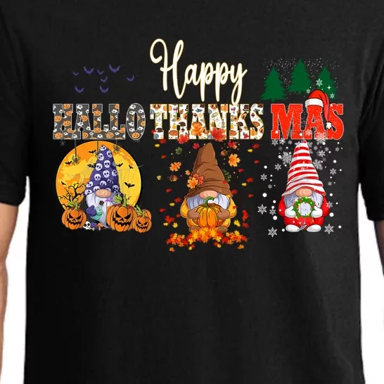 Halloween Gnomes Autumn Pumpkin Happy Hallothanksmas Gift Pajama Set