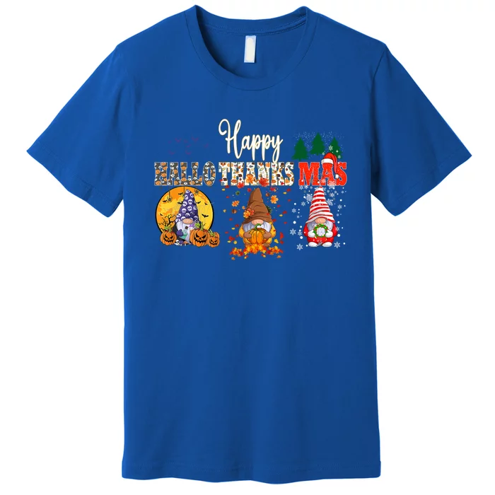 Halloween Gnomes Autumn Pumpkin Happy Hallothanksmas Gift Premium T-Shirt