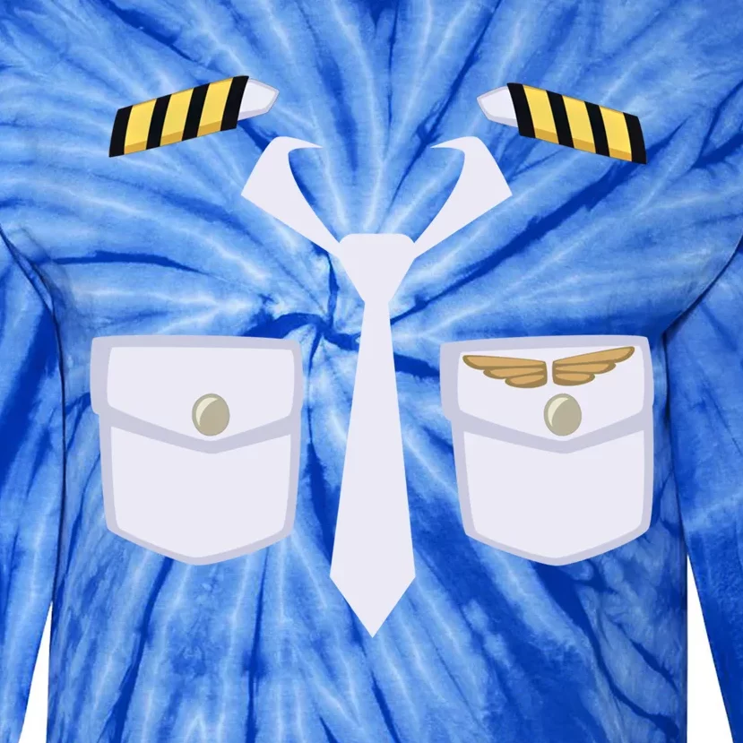 Halloween Gift Airplane Airline Pilot Costume Dress Up Gift Tie-Dye Long Sleeve Shirt