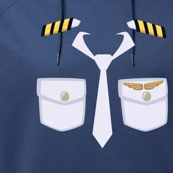 Halloween Gift Airplane Airline Pilot Costume Dress Up Gift Performance Fleece Hoodie