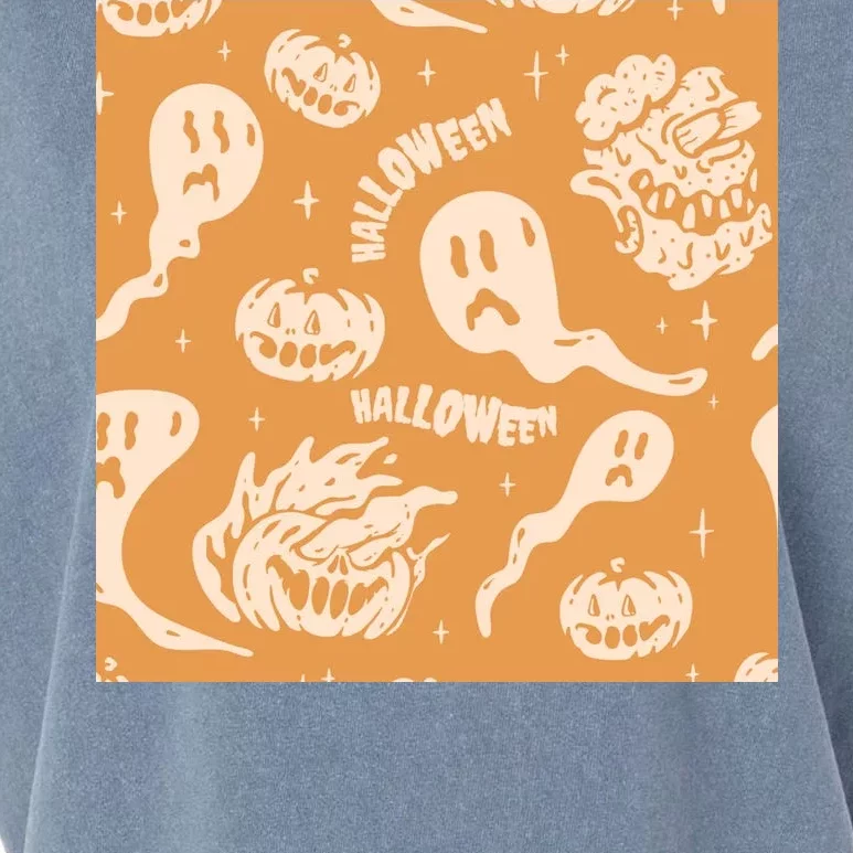 Halloween Ghosts And Pumpkins Garment-Dyed Women's Muscle Tee