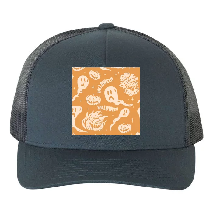 Halloween Ghosts And Pumpkins Yupoong Adult 5-Panel Trucker Hat