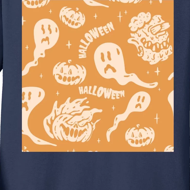 Halloween Ghosts And Pumpkins Kids Long Sleeve Shirt