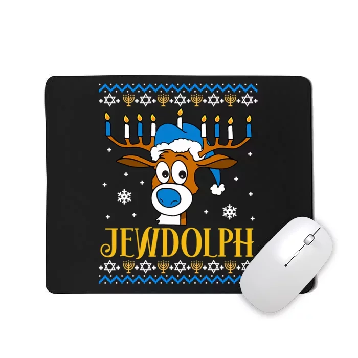 Hanukkah Gets A Humorous Touch With The Funny Jewdolph Ugly Sweater Featuring A Mousepad