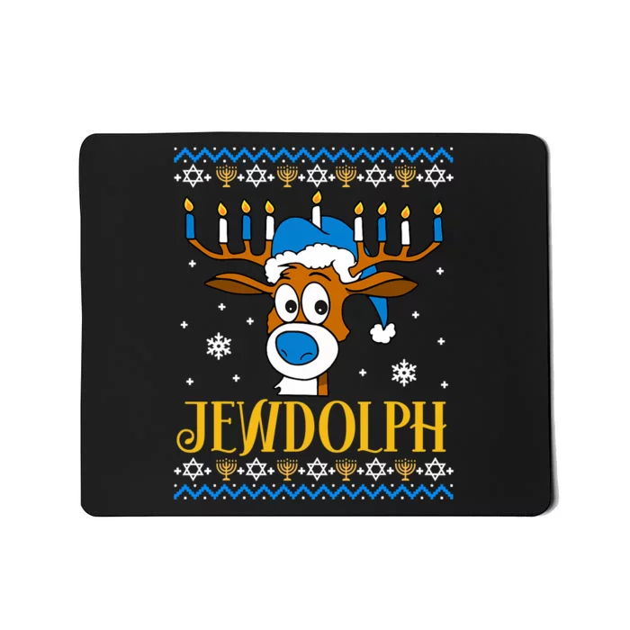 Hanukkah Gets A Humorous Touch With The Funny Jewdolph Ugly Sweater Featuring A Mousepad