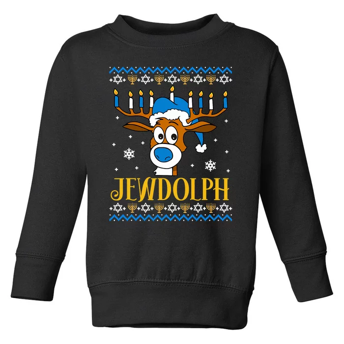 Hanukkah Gets A Humorous Touch With The Funny Jewdolph Ugly Sweater Featuring A Toddler Sweatshirt