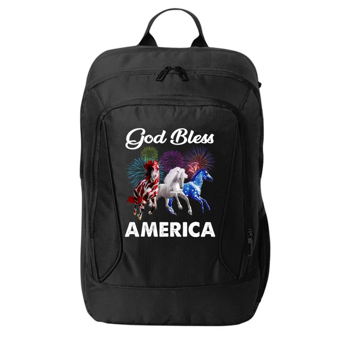 Horses God Bless America 4th Of July Gift City Backpack