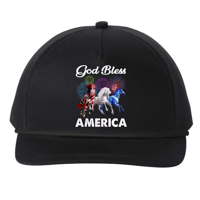 Horses God Bless America 4th Of July Gift Snapback Five-Panel Rope Hat