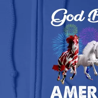 Horses God Bless America 4th Of July Gift Full Zip Hoodie