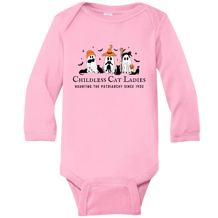 Halloween Ghost Black Cat Childless Cat Lady Kamala Harris Baby Long Sleeve Bodysuit