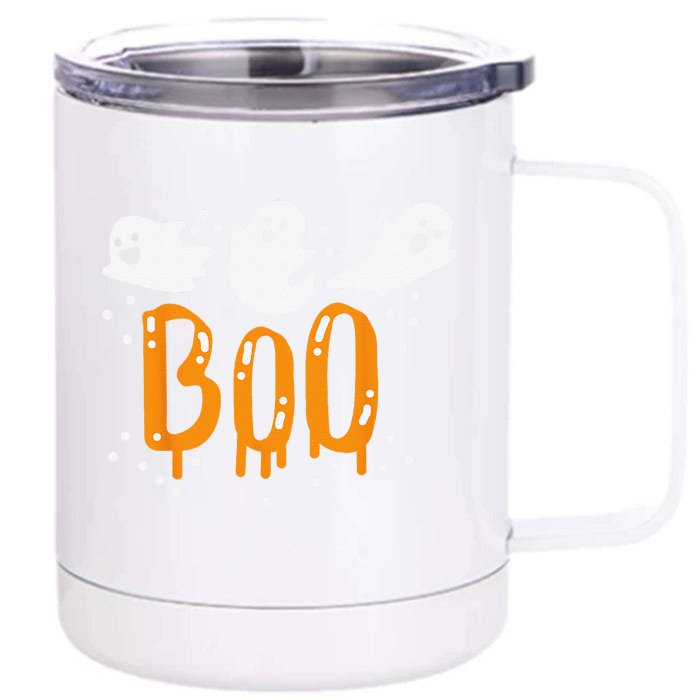 Halloween Ghost Boo Cute Front & Back 12oz Stainless Steel Tumbler Cup