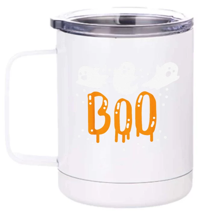 Halloween Ghost Boo Cute Front & Back 12oz Stainless Steel Tumbler Cup