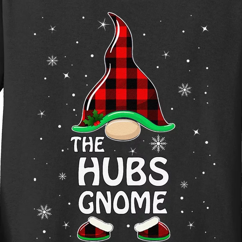 Hubs Gnome Buffalo Plaid Matching Family Christmas Pajama Kids Long Sleeve Shirt