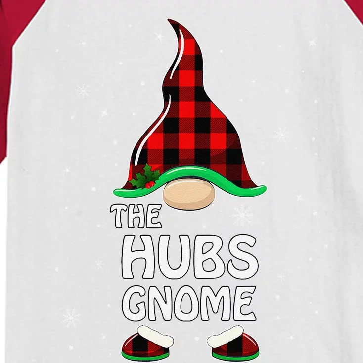 Hubs Gnome Buffalo Plaid Matching Family Christmas Pajama Kids Colorblock Raglan Jersey