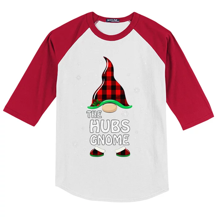 Hubs Gnome Buffalo Plaid Matching Family Christmas Pajama Kids Colorblock Raglan Jersey