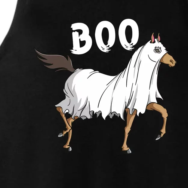 Horse Ghost Boo Equestrian Horse Lover Farmer Halloween Ladies Tri-Blend Wicking Tank