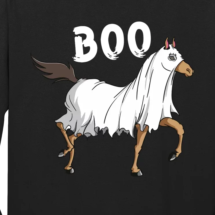 Horse Ghost Boo Equestrian Horse Lover Farmer Halloween Long Sleeve Shirt