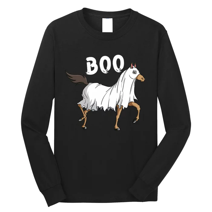 Horse Ghost Boo Equestrian Horse Lover Farmer Halloween Long Sleeve Shirt