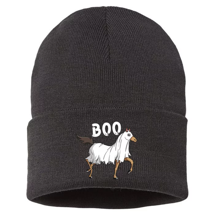 Horse Ghost Boo Equestrian Horse Lover Farmer Halloween Sustainable Knit Beanie