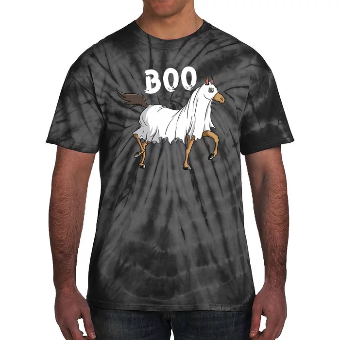 Horse Ghost Boo Equestrian Horse Lover Farmer Halloween Tie-Dye T-Shirt