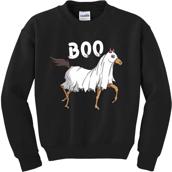 Horse Ghost Boo Equestrian Horse Lover Farmer Halloween Kids Sweatshirt